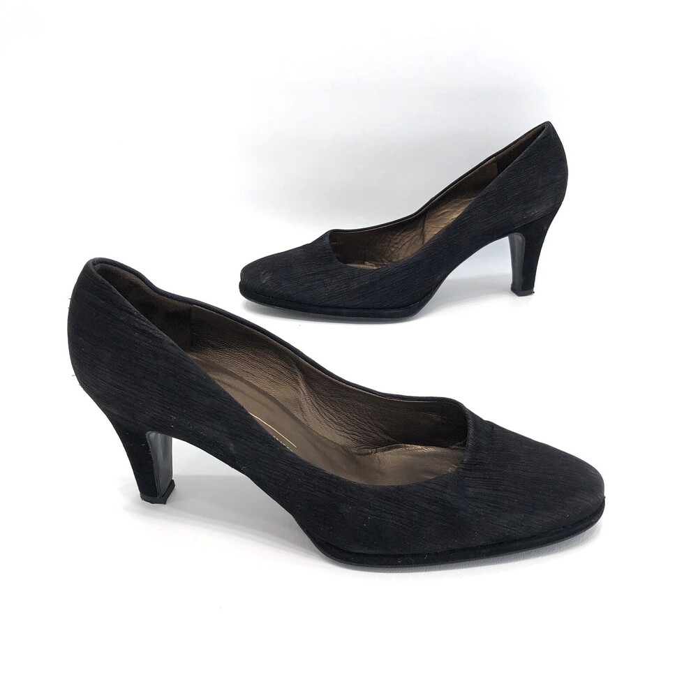 Peter Kaiser Womens Black Suede Classic Heels Made In Germany Size 7